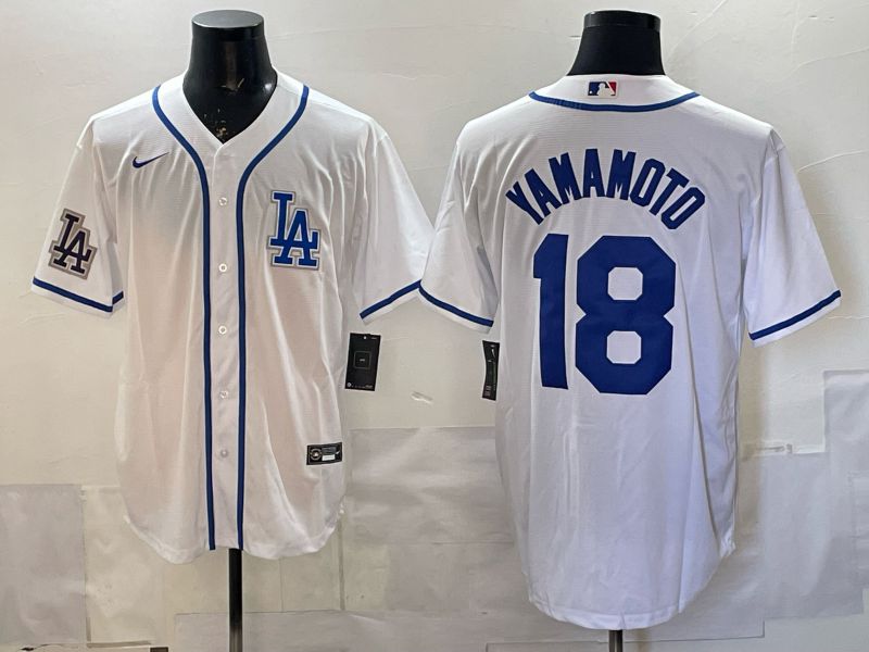 Men 2026 Nike Los Angeles Dodgers #18 Yamamoto White Game MLB Jersey 04->los angeles dodgers->MLB Jersey